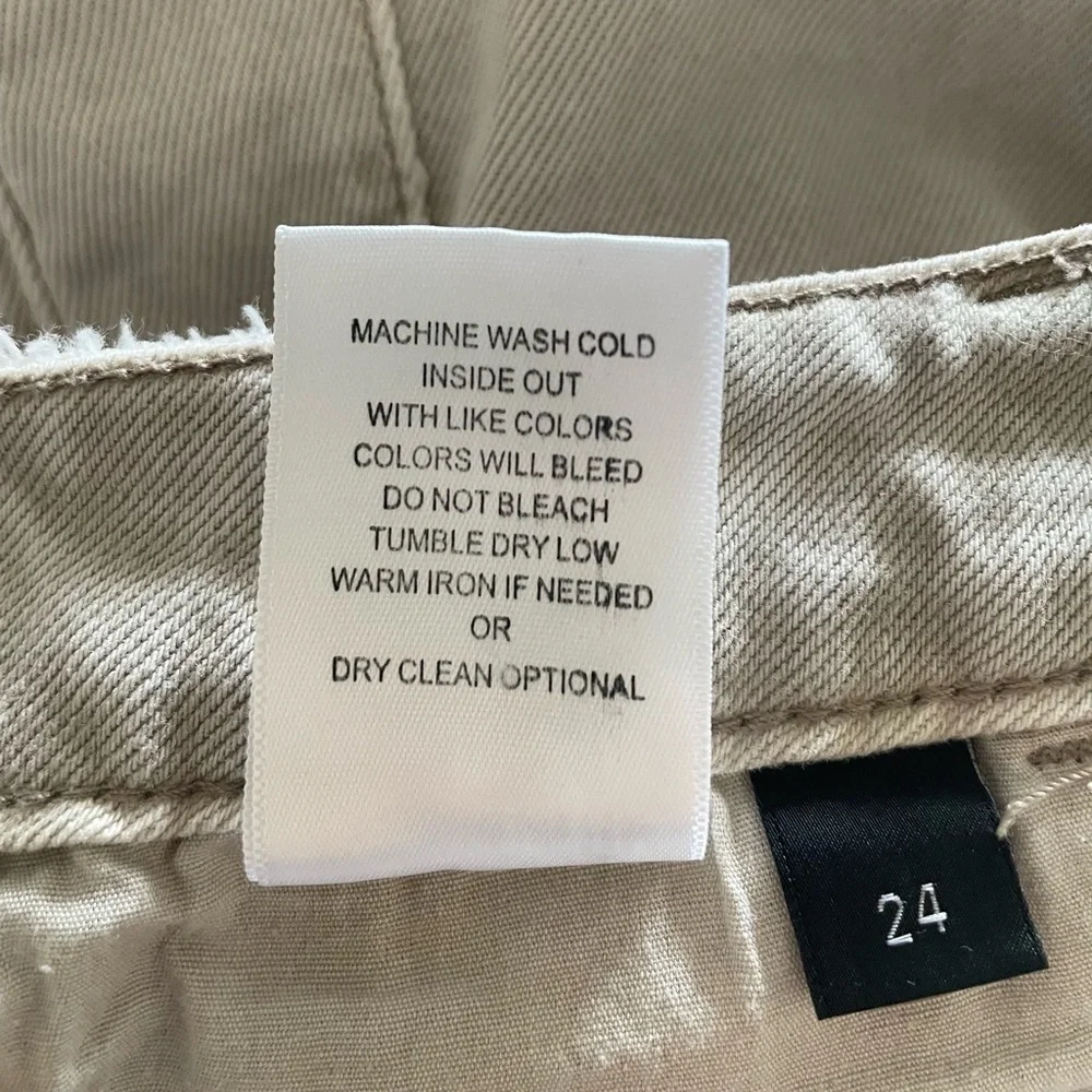 Bridge by GLY Mom Cuffed Shorts Womens 24 Tan Mid Rise Distressed Khaki Boho - Picture 15 of 15